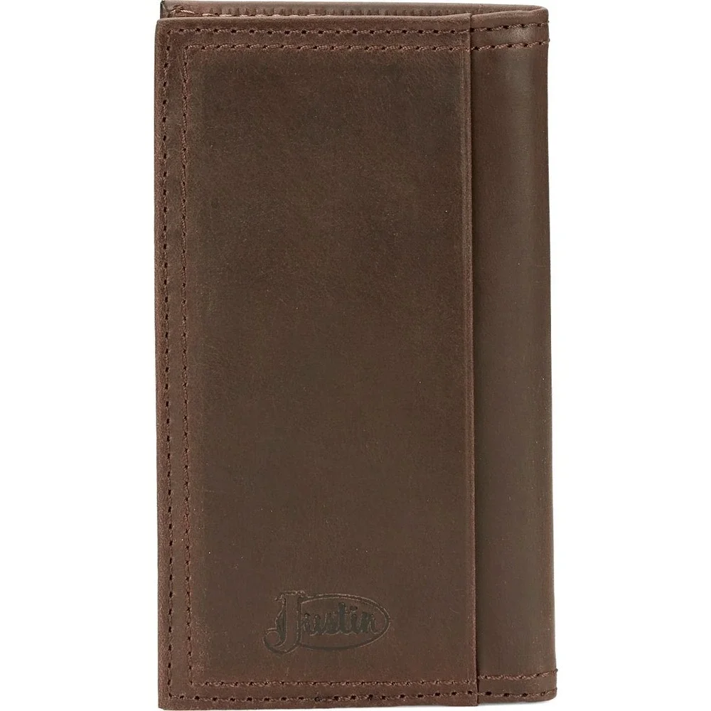 Justin Jr Rodeo Wallet Brown Genuine Leather NWT Boot Stitch